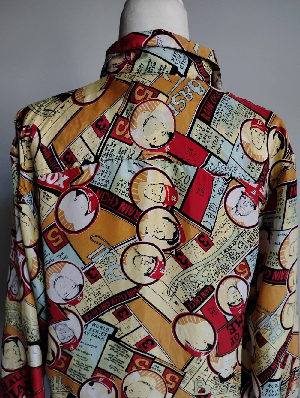 Robert Stock Silk Button Up Shirt Vintage Boston Red Sox Baseball Colorful Sz Lg - Picture 11 of 15
